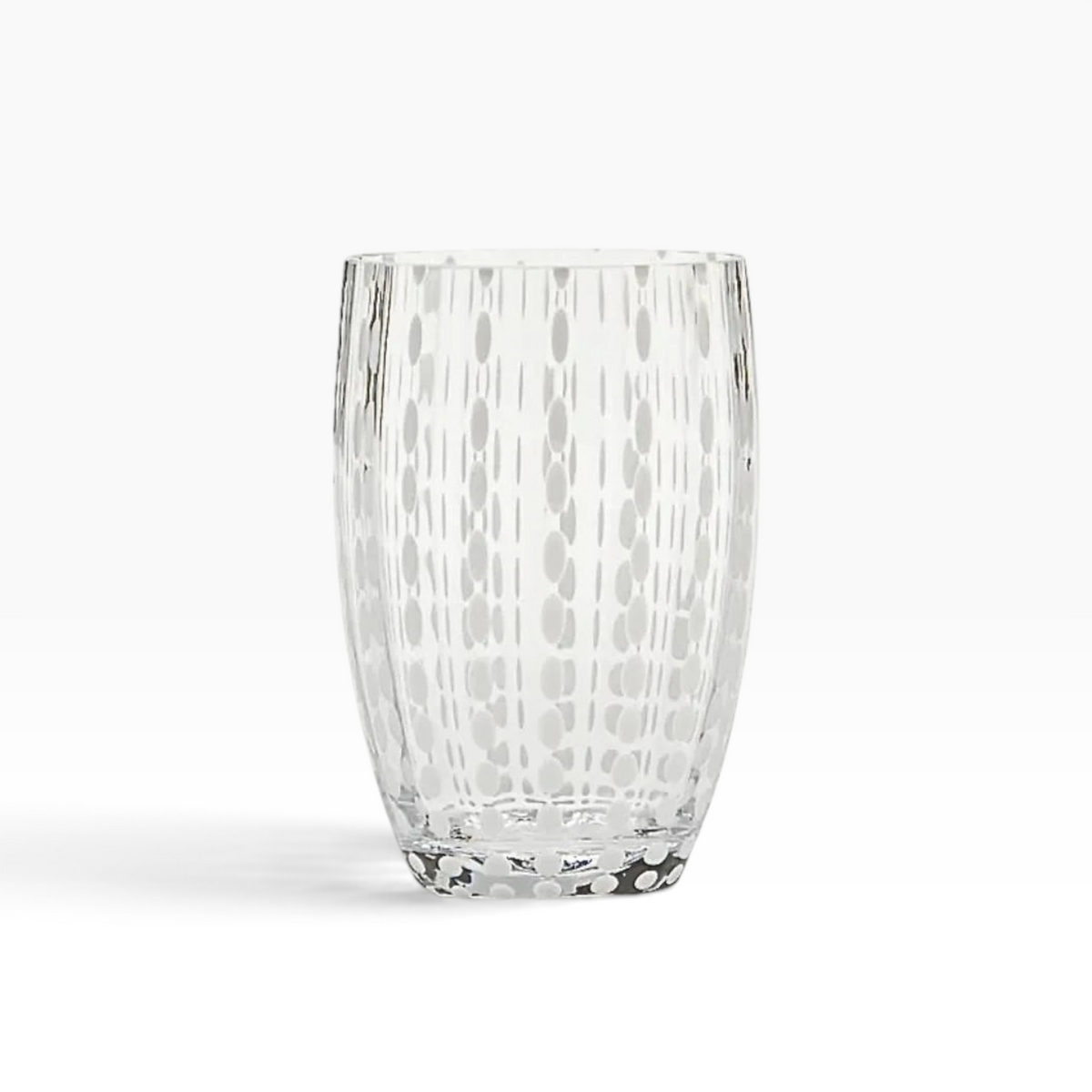 keep-collections clear glass tumbler featuring a delicate white vertical dotted pattern for a sophisticated look.
